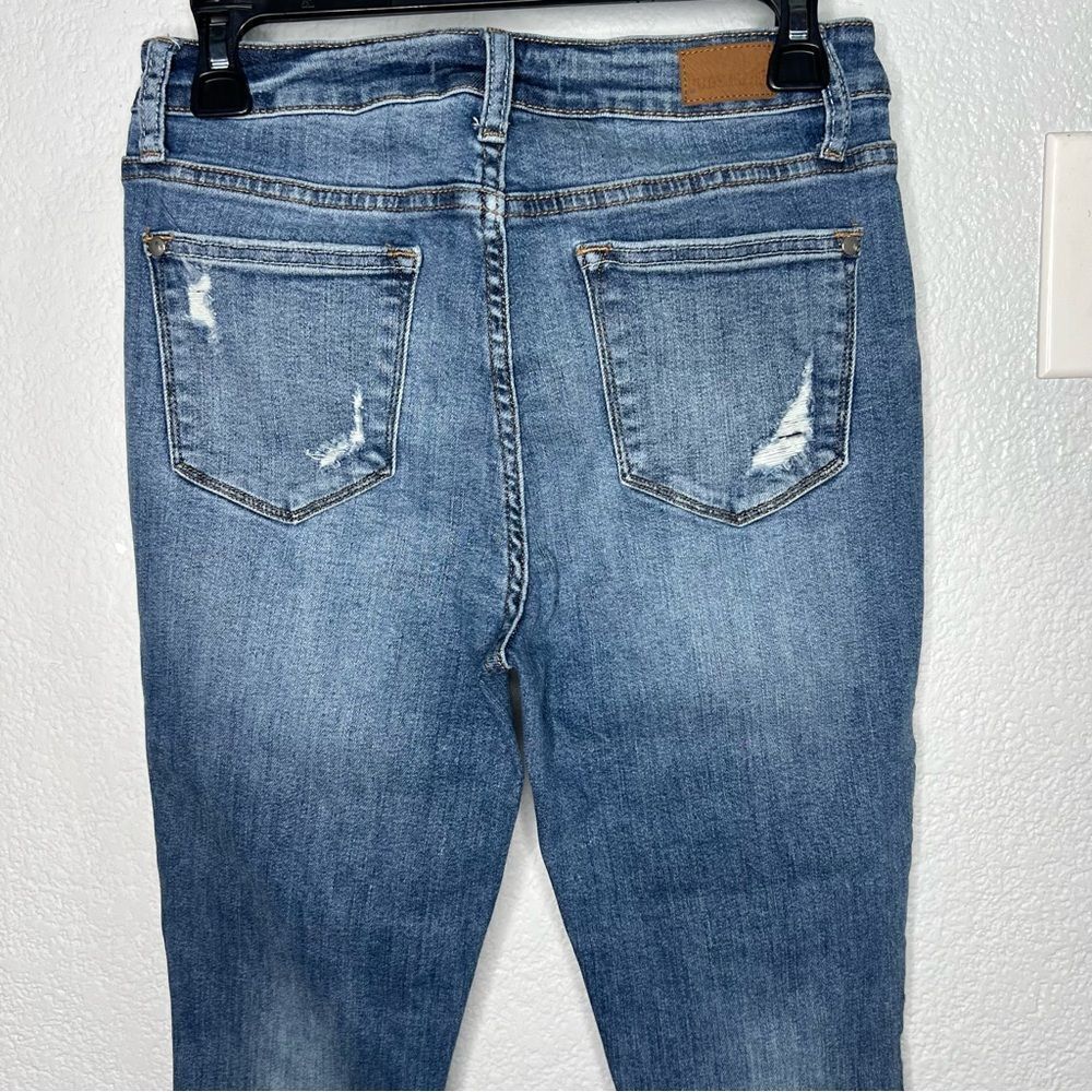 Judy Blue Skinny Fit Distressed Dark Blue Leopard Patch Women’s Jeans Sz 28/7 - Picture 6 of 8